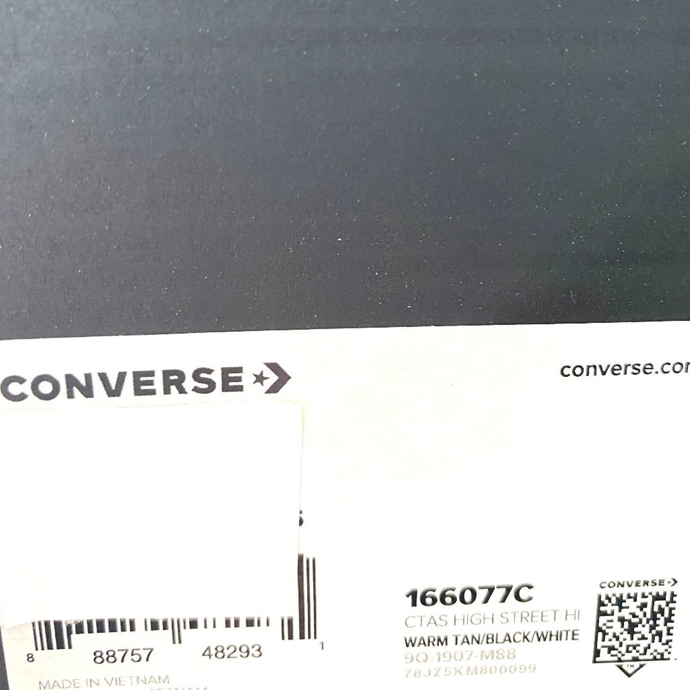 Converse CTAS HIGH STREET Black Canvas Brown Heel Mid Top Sneakers Men's 166077C - Picture 9 of 10